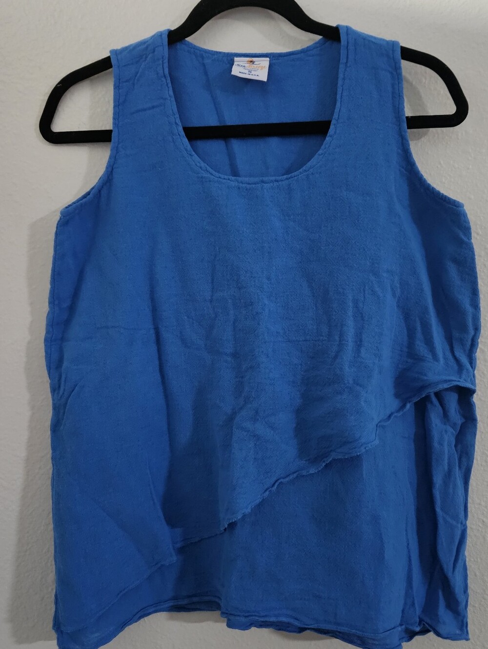 Sea Breeze of California Vintage Cotton Gauze Layered Tank Top S Blue Lagenlook